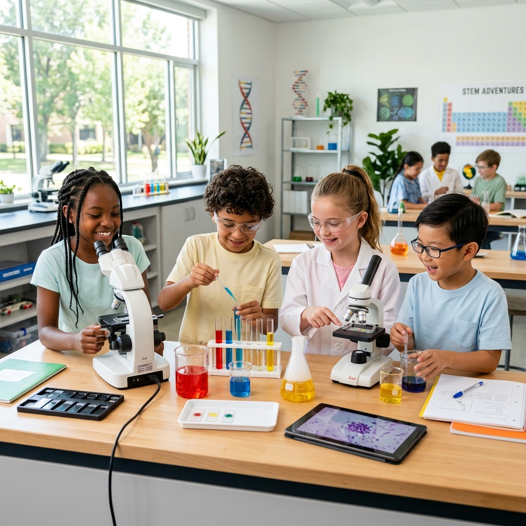 Students conducting science experiments at School 3